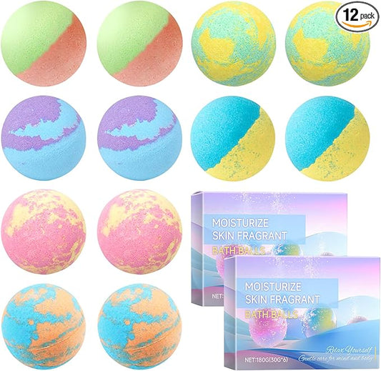 12PCS Bubble Bath Bombs Gift Set,Natural Handmade Bathbombs,Moisturizing Relaxing Shower Bombs,Organic Bath Bomb Kit Spa Gifts for Women,Men,Mom,Girls Boys and Birthday