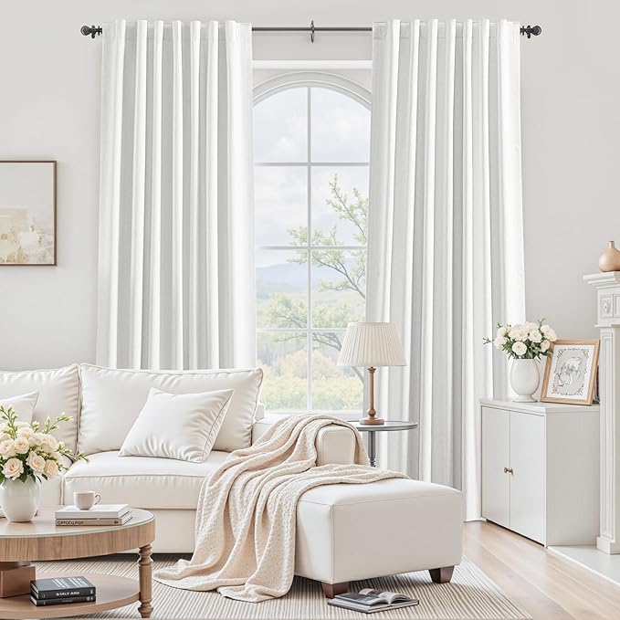 100% Blackout Curtains 80 Inches Long Curtain for Bedroom Living Room Back Tab Rod Pocket Beige Drapes Thermal Insulated Textured Short Black Out Drape 2 Panels Set 52W