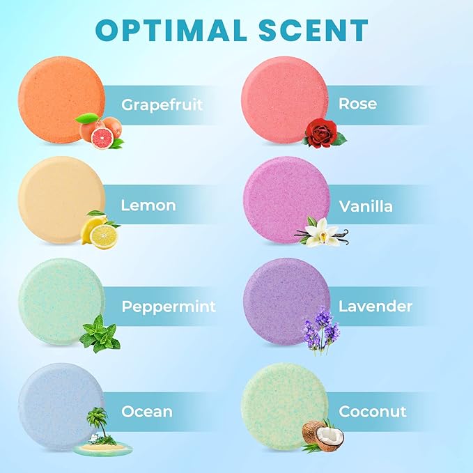 Shower Steamers 8 Pack Set Shower Bombs Tablets in Box with 8 Fragrances with Shea Butter for Self-Care & Relaxation, Idea for Christmas, Women and Men