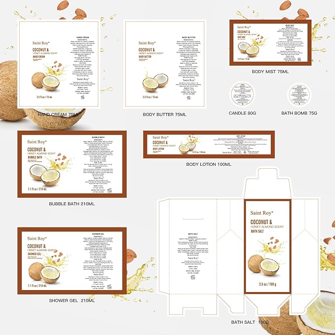 Spa Gift Basket Luxury Bath and Body Basket Set 17-Piece Coconut Honey Almond Christmas Gifts for Women Mom Her Large Luxury Home Spa Kit, Relaxing Self Care Pamper Gifts Birthday Bridal Shower Bath