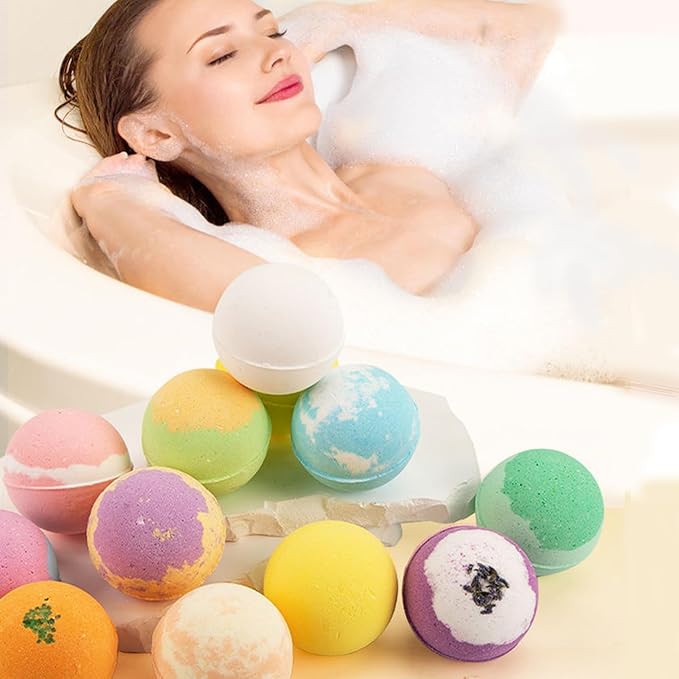 Bath Bombs Gift Set with Natural Essential Oils for Women – Aromatherapy Holiday Gifts Ideas. 12 Pcs Christmas Bath Bombs Gifts for Women Men and Teen