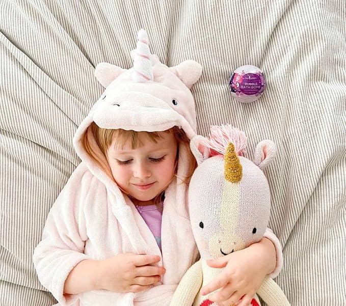 Unicorn Bath Bomb for Girls with Surprise Squishy Toys Inside by Two Sister - Large Bubble Bombs for Kids - Moisturizes Dry Sensitive Skin, Releases Color, Scent, Bubbles - Ideal Gift by Two Sisters