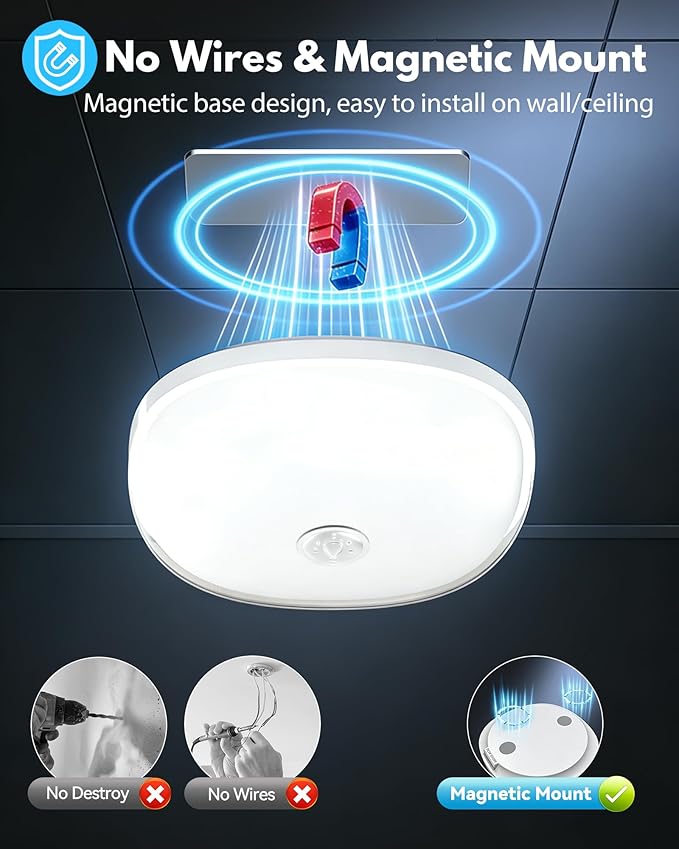 IP65 Waterproof Rechargeable Shower Light - 6″ 300LM Bright, 16 Colors Bathroom Mood Lighting with Touch & Remote, Magnetic Wireless Ceiling/Wall Light for Inside Shower/Bathtub