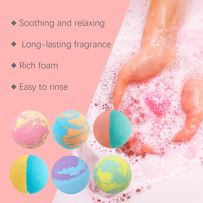 Christmas Bath Bombs Set | Luxury Fizzing Bubbles Ball with Long-Lasting Fragrance & Moisturizing Oils | Plant-Based Skin Cleanse for Women & Men