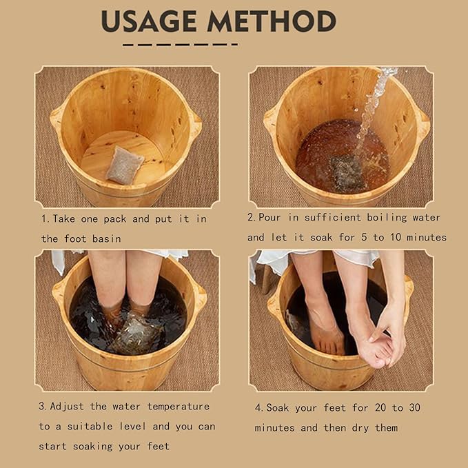 30 Pack Herbal Foot Soak Bags -Natural Ginger Mugwort Foot Detox Soak ,Body care herbal package Soothes Tired ,Chinese Herbal Foot Bath Spa Gift for Men & Women艾草生姜中药泡脚包 (32 Ounce (Pack of 1), 28)