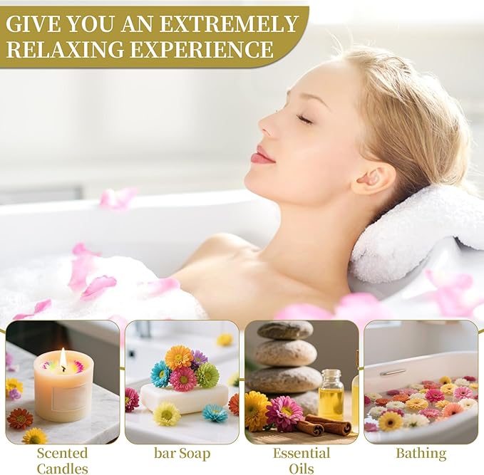 Sukh Dried Colorful Chrysanthemum - Natural Dried Flowers Herbs 3oz Bulk Daisy Flowers Heads Rainbow Color for Soap Making,Candle,Bath Bombs,DIY Beauty,Sachets and Wedding Decoration