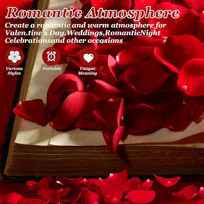 240 PCS Real Red Rose Flower Petals Confetti for Wedding Flower Girl to Throw 2.11oz Freeze Dried Rose Petal for Proposal Centerpieces BabyShower Valentine's Day Romantic Night Decor