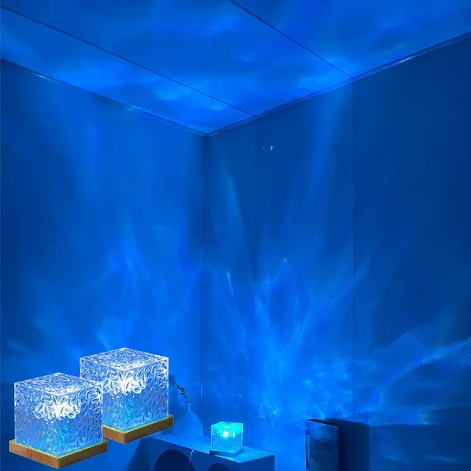 2Pack Aurora Ocean Wave Lights Projector,16 Colors 4 Modes Northern Lights Dimmable Ambient Mood Lighting for Shower,Crystal Color Changing Night Light for Bedroom Playroom Bathroom (Large)