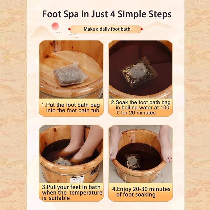 30 Pack Natural Plant Blend Detox Foot Soak Spa with Ginger - 900g Natural Chinese Herbs Foot Care and Foot Detox Soak for Home Wellness Routine 同仁堂艾草泡脚药包足浴包 (32 Ounce, 24 flavors)