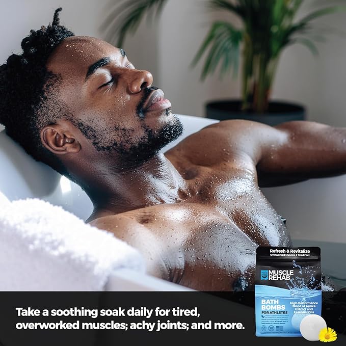 Epsom Salt Bath Bombs with Arnica: Muscle Recovery Bath Soak for Pain & Tension with Turmeric,Clary Sage, Eucalyptus| Magnesium Bath Bombs| Transdermal Bath Soak for Muscle Pain, Muscle Rehab 4 Pack