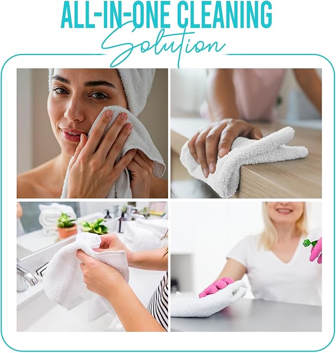 DAN RIVER 24 Pack Wash Cloths for Showering [12x12] - 100% Cotton Washcloths Premium Quality Flannel Face Cloths for Bathroom, Highly Absorbent and Soft Feel Wash Clothes, Aqua