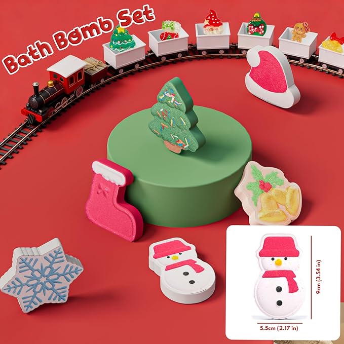 Christmas Bath Bombs Shower Steamers: 6 Pack Handmade Natural Organic Bath Bomb Set for Women Relaxing Bubble Bathbombs Scented Gifts Stocking Stuffers Holiday Birthday for Men Kids Girls Girlfriend