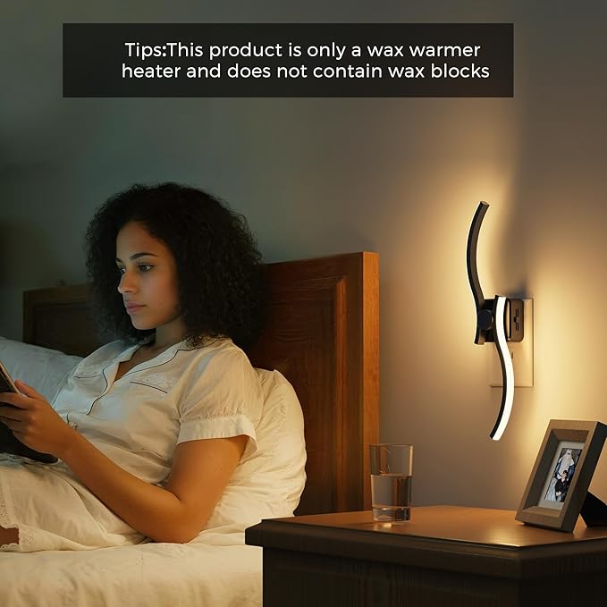 L LOHAS LED Night Light, 2 Pack Night Lights Plug into Wall, Modern Wall Sconces with Dusk to Dawn Sensor, Dimmable Wave Plug in Night Light, 3000K Soft White for Bedroom Living Room