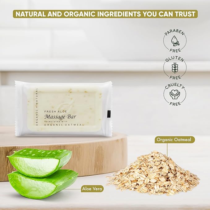 1-Shoppe All-in-Kit Diversified Hospitality Organic Oatmeal Massage Bar Soap, Travel Size Hotel Amenities, 1.75 oz (Case of 100)