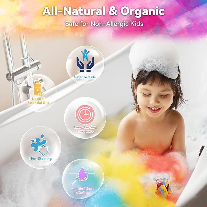 Bath Bombs Color Fizzies for Kids: 8 Pcs Scented Potion Bottles 14 Colors Water Tablets Organic Natural Shower Steamers Fun Science Toddler Foams Bubbles Sets Birthday Gift for Girls Boys Ages 3+ 4-8