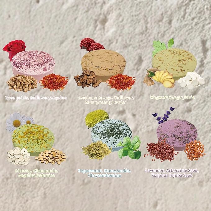 Traditional Herbal Bath Salt Balls-Natural Herbal & Spice Extract Bath Bombs, Relieve Physical & Mental Stress, Moisturize Skin, Help Sleep, Suitable for Business Trips & Travel, 6 Pieces/Set (1)