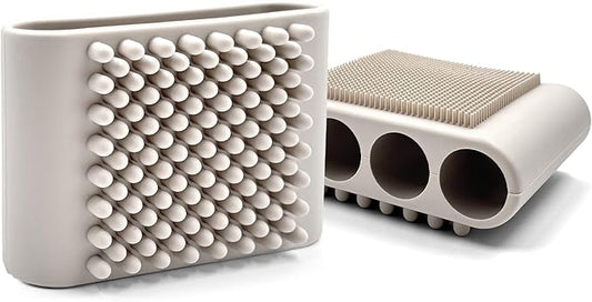 1PCS Silicone Body Scrubber Exfoliator- Bath Loofah & Sponges Alternative 4-Finger Non-Slip Grip Face & Scalp Scrubber for Sensitive Skin Body Brush for Men & Women (Light Grey)