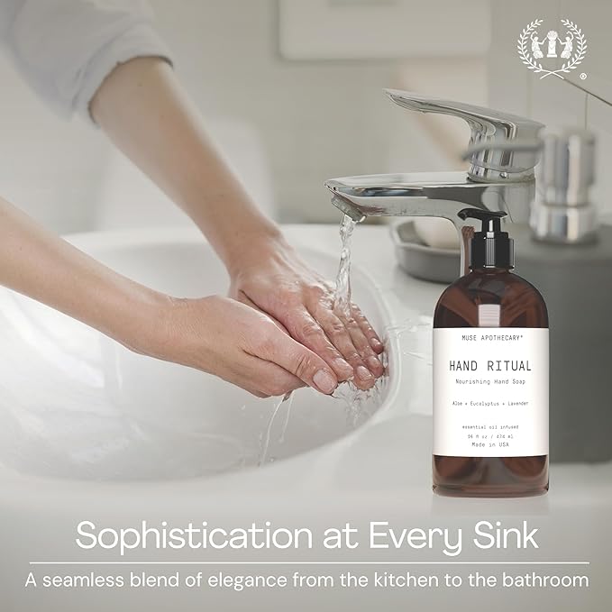 Muse Apothecary Hand Ritual - Aromatic and Nourishing Hand Soap, Infused with Natural Aromatherapy Essential Oils - USDA Certified Biobased - 16 oz, Rosemary Mint + Hemp