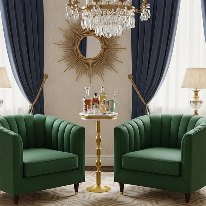 Small Round Drink Table,Pedestal Tables,Small Round Side Table for Narrow Spaces,End Table for Living Room, Bedroom, Bathroom,Balcony (White Gold)