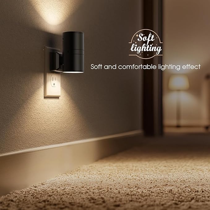 Briignite Night Lights Plug into Wall, Modern LED Night Light Plug in, Dusk to Dawn Sensor, Soft White 3000K, 0-100LM Adjustable Brightness, Dimmable NightLight for Hallway, Bedroom, Stairway, 4 Pack