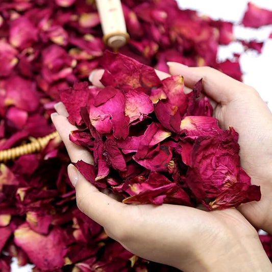 300+ PCS Biodegradable Red Rose Petals Wedding Confetti, 20+ Cups Dried Flower Petals for Valentine's Day, Bath, Bridal Shower, Soap, Candle Making, Mother's Day Presents and Bridal（2 QT）