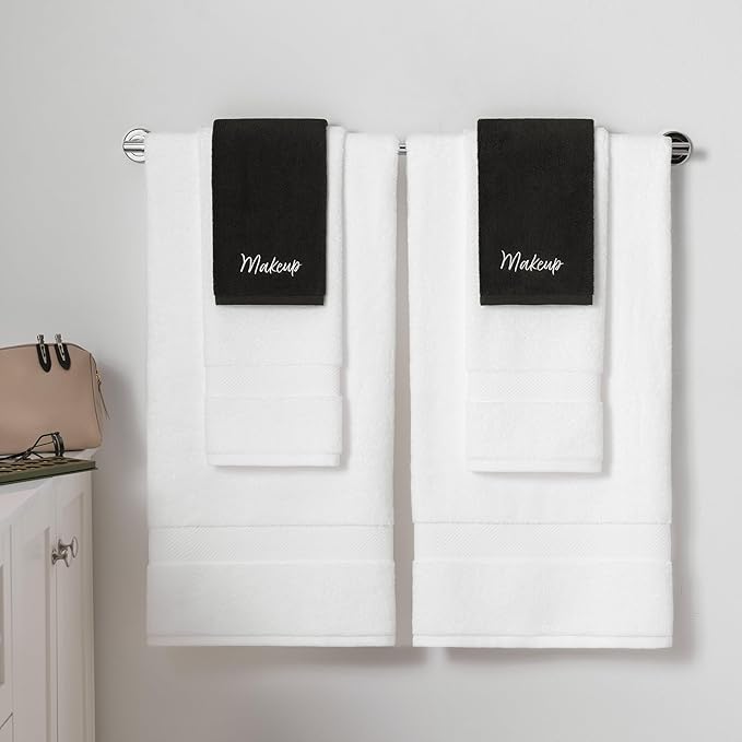 Arkwright Makeup Towels - Pack of 6 - Super Soft 100% Cotton, Gentle & Lightweight Face Make Up Remover Washcloths, Guest Essentials for Hosts & Artists, 13 x 13 in, Black