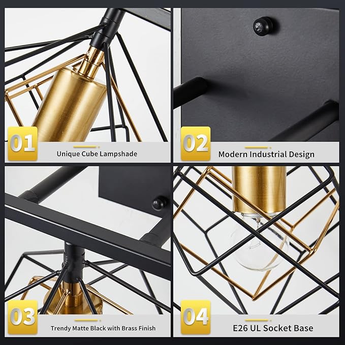 3 Light Vanity Light for Bathroom,Bathroom Light Fixtures Over Mirror with Rotatable 3 Cube Shades, Modern Wall Mounted Lights Matte Black,Industrial Black Vanity Light for Hallway Living Room