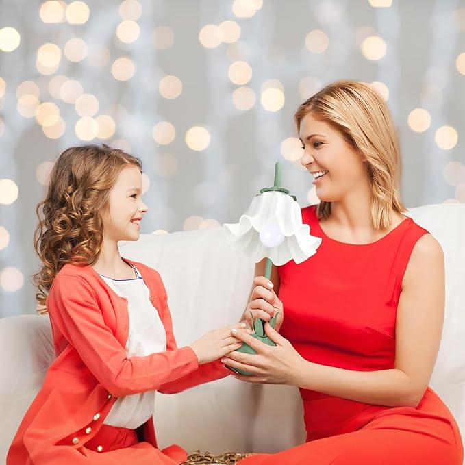 2Pack Flower Table Lamp, 3 Level Brightness Vintage Flower Reading Light with E26 Bulb, Cute Desk Lamp Bedside Lamps Lily Lamps for Nightstands Living Room Bedroom Ambient Lighting Home Decor