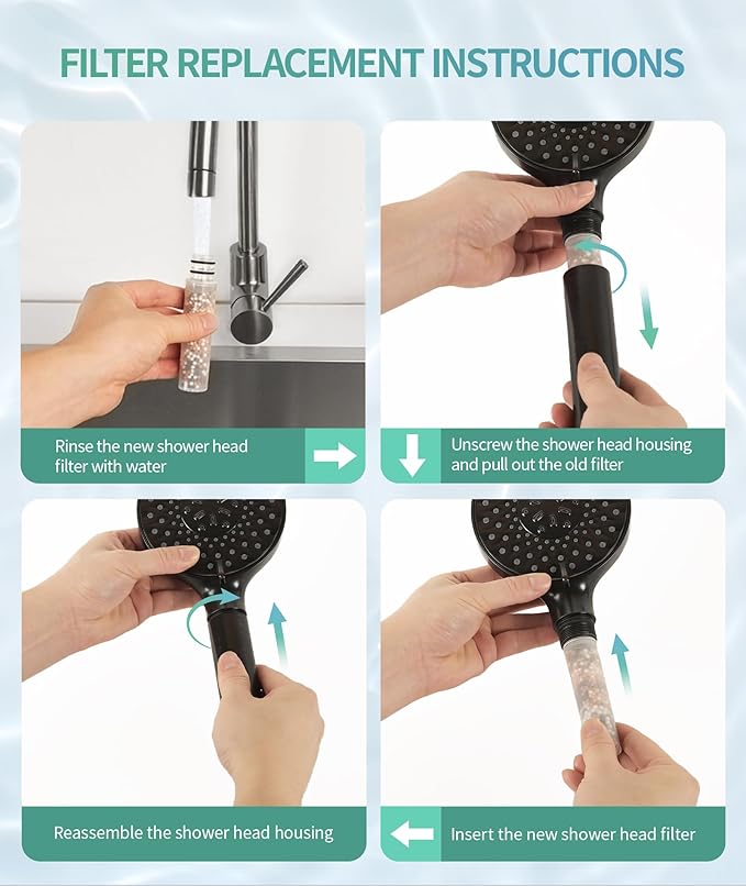 SR SUN RISE Shower Filter for Handheld Shower Head, 1 Pack Replacement Filters for Hard Water Remove Chlorine and Harmful Substances Only Fits SR SUN RISE Shower Head