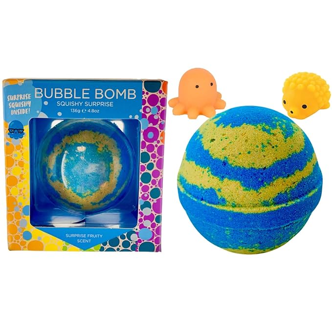 Squishy Bubble Bath Bomb with Surprise Inside by Two Sisters Spa. Large 99% Natural Fizzy. Moisturizes Dry Sensitive Skin. Releases Color, Scent, and Fizz.