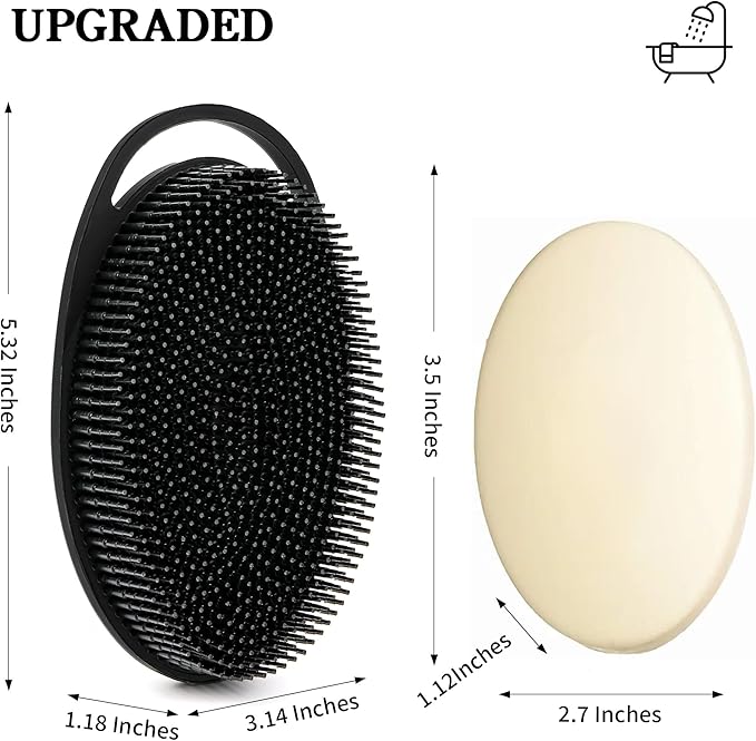 2 Pack Silicone Body Scrubber for Shower - Soft & Gentle Loofah Alternative for Sensitive Skin, Quick-Drying & Hygienic Body Wash Scrubber Brush for Women, Men & Kids (Black & Pink)