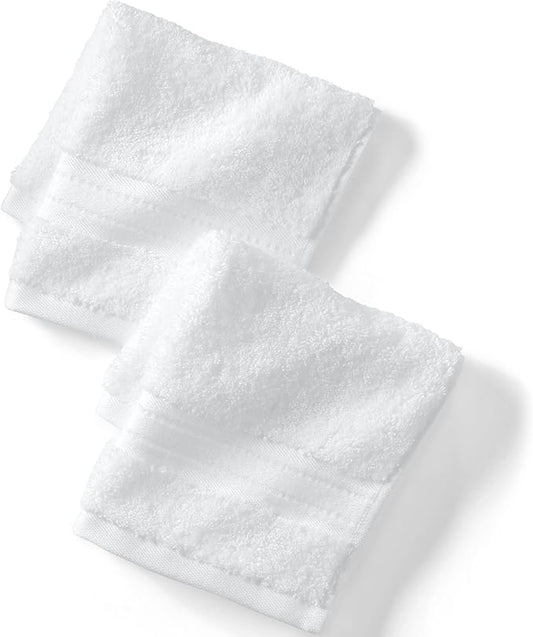 Lands' End Supima Towel White Washcloth Set