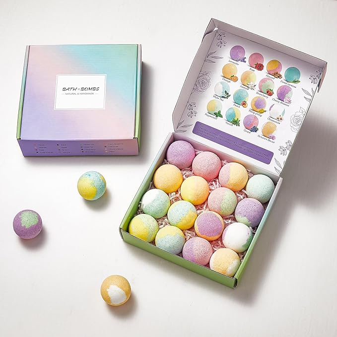 Organic Bath Bombs Women,Nature Bath Bombs for Women Relaxing,Womens Bath Bomb Gift Set