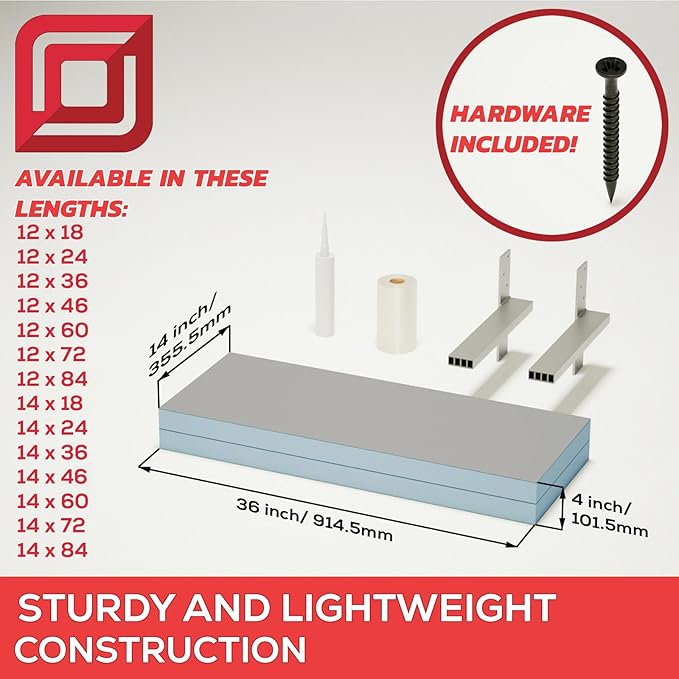 The Original Floating Shower Bench Kit with Wedi Building Boards & Original Shower Bench Bracket(12x36)-Great for New Constructions or Bathroom Renovations, Ready to Tile Shower Bench