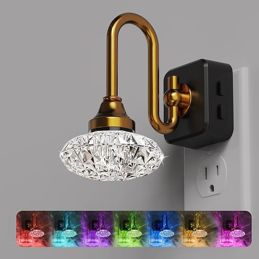 L LOHAS LED Night Lights Plug into Wall,10-Color Changing RGB Floral Night Lights, Dusk to Dawn,3 Brightness Levels,Rotatable Plug in Nightlight for Bedroom, Nursery, Hallway, Gift