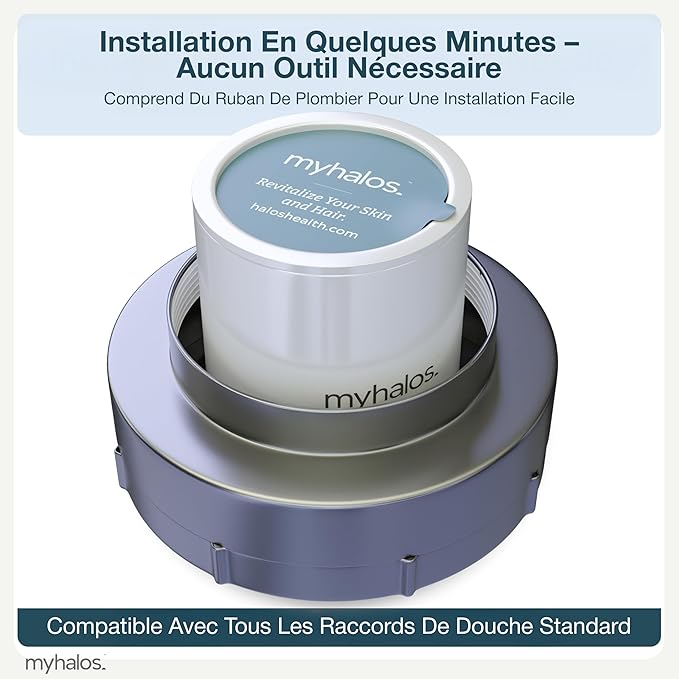 MyHalos® Filtered Shower Head for Hard Water Filter - High Pressure, Removes Chlorine - Shower Head Filter for Hard Water Softener Showerhead, Easy Install, For Hair & Skin, Filtering (Chrome)