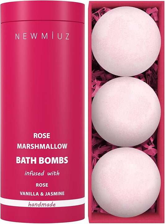 Rose Vanilla Bath Bomb Mega Foaming Bubbles Infused with Vanilla Jasmine Luxurious Spa Bath Essentials Nourishing Dry Skin Stress Relief Bath Gift
