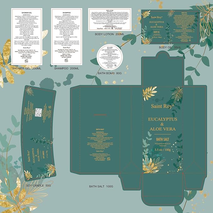 Spa Gift Basket Luxury bath and body Basket, Christmas Gifts for Women Her him, Bath Baskets for Women, 8 pcs Eucalyptus Aloe Spa shower gift, Birthday Gifts bath kit, Self Care Bath Gift Set