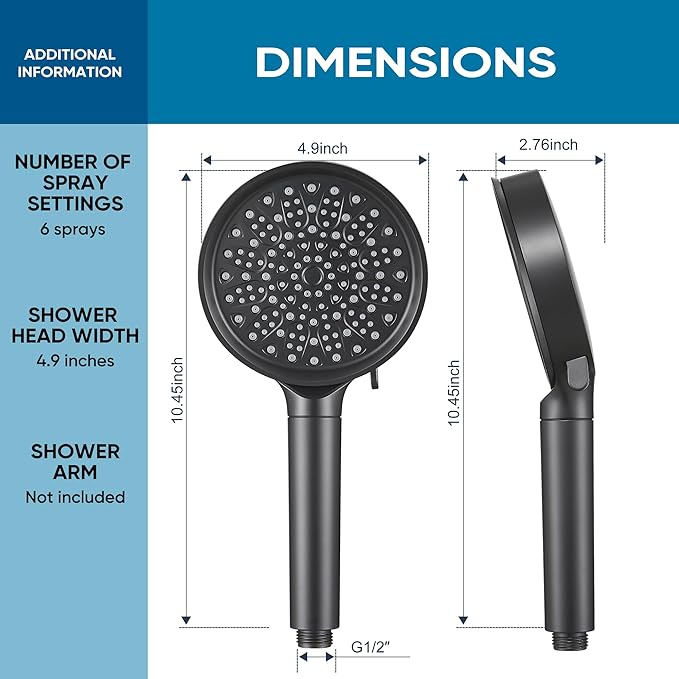 Cobbe Filtered Shower Head with Handheld, High Pressure 6 Spray Mode Showerhead with Filters, Water Softener Filters Beads for Hard Water - Remove Chlorine - Reduces Dry Itchy Skin, Matte Black