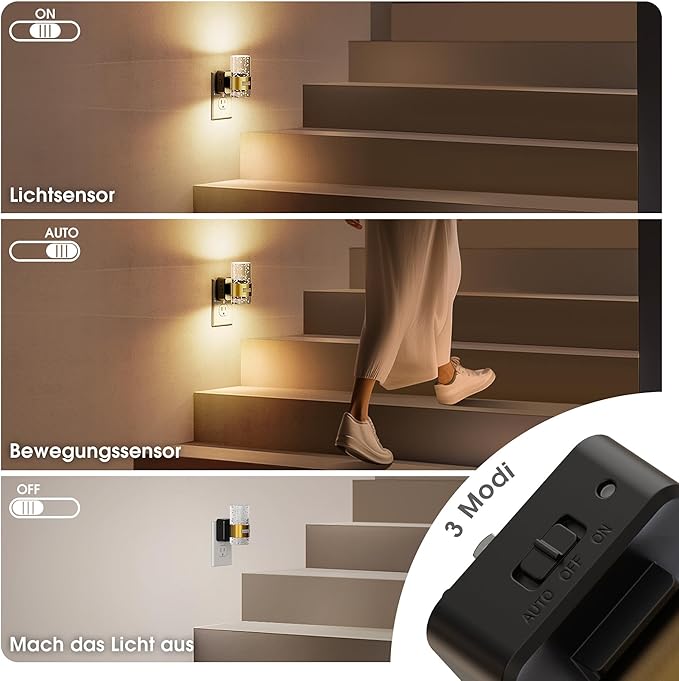 JandCase Motion Sensor Night Light, Night Lights Plug into Wall,3000K Soft White 0-100 LM Dimmable LED Night Light, Motion Activated Nightlight for Bathroom Hallway Decor