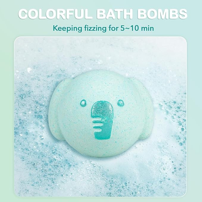 SHUCHING 14 Pcs Blue Elephant Bath Bombs with Surprise Inside, Natural and Organic Bubble Bath Fizzy Balls for Kids, Birthday Christmas Gifts Set for Boys Girls