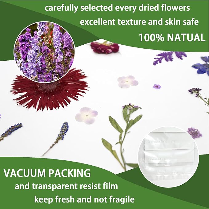 17 Types 30PCS Real Dried Pressed Flowers Bulk Dried Flower for Crafts, Packed DIY Natural Dried Pressed Flowers for Resin Mold Scrapbooking DIY