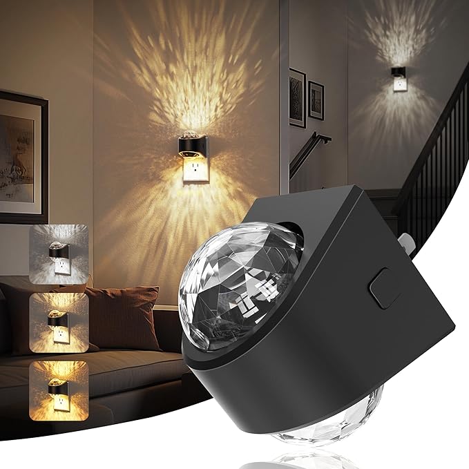 JandCase Night Lights Plug into Wall, Star Projector Night Light, 3CCT Automatic Galaxy Nightlight Plug in with Light Sensor for Bathroom Hallway Room Decor