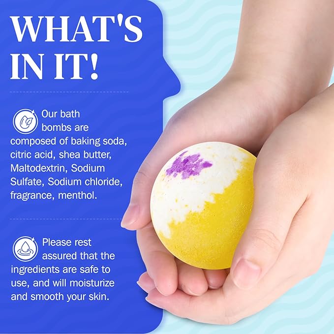 BlissfulOasis Bath Bombs Set, 24 Pcs Shower Bombs with 6 Refreshing Scents, Perfect for Moisturizing & Relaxing, Ideal for Birthday, Mother's Day, Valentine's Day Present Giving, Presents for Women
