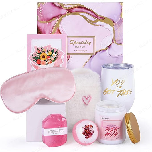 Birthday Gift for Women, XUXTRDX Set of 9 Get Well Soon Gift Baskets Spa Gifts Personalized Gift Basket for Her Mom Sister Friend Wife Girlfriend Coworker