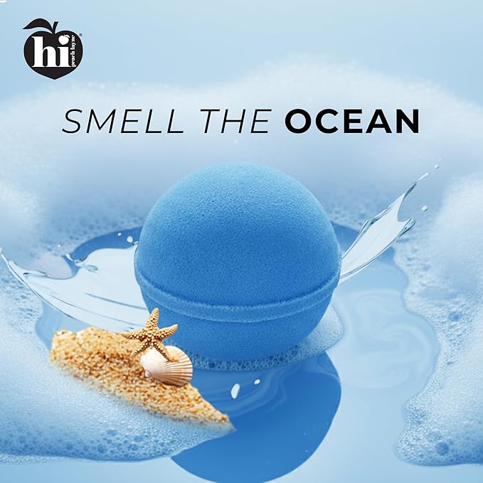 Hi Peach Layne Ocean Air Bath Bombs 12-Pack (3.5 oz Each) – Vegan, Clean Beauty Spa Gifts for Women & Kids, Fun Fizzing Bath Bombs for Girls