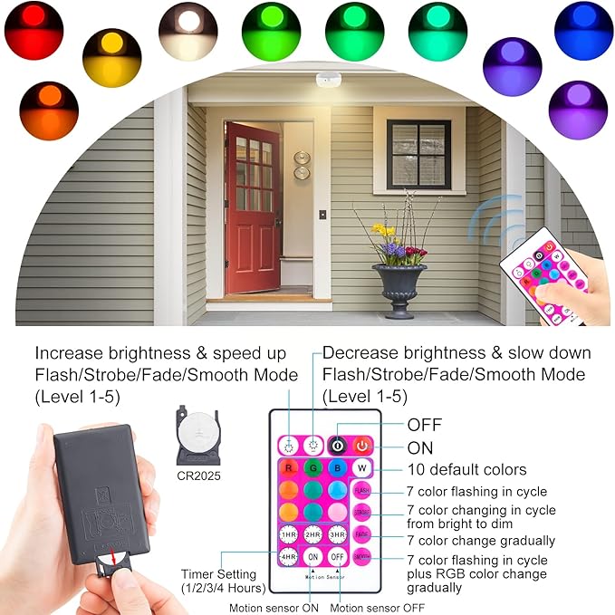 BIGMONAT LED Rechargeable Motion Sensor Shower Light, Wireless Ceiling Light with Remote and Timer, RGB for Bathroom Closet Pantry Hallway Cabinet Bedroom Hallway Laundry, 220LM