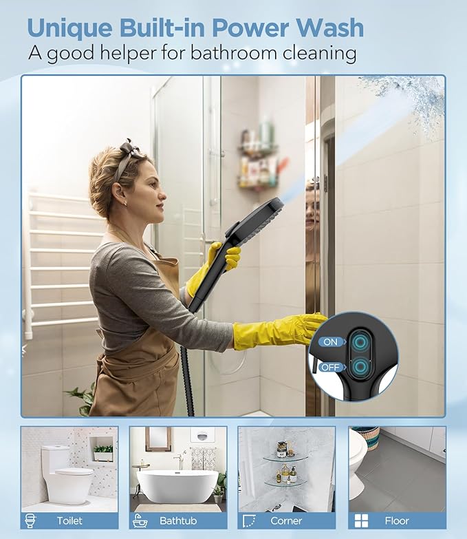 MakeFit Filtered Shower Head with Handheld, 7 Modes High Pressure Handheld Showerhead with Filters, Detachable Shower Heads Water Softener Filters Beads for Hard Water - Remove Chlorine & Heavy Metals