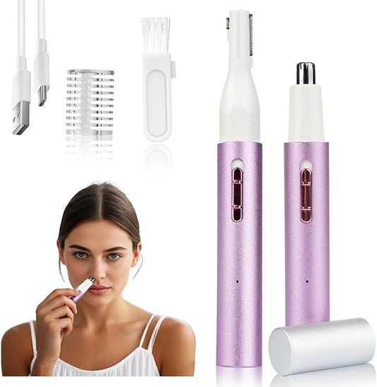 2025 Rechargeable Nose & Ear Hair Trimmer, Dual-Edge Blade Electric Clipper for Women Men, Facial & Eyebrow Hair Removal Tool, Powerful Motor, Painless, Easy to Clean (Multicolor)