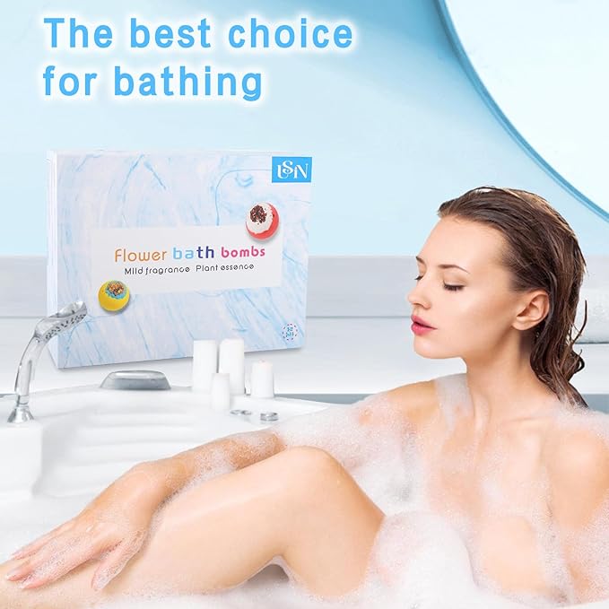 Bath Bombs for Women, USIN Natural Bubble Bath Balls Gift Set, Pack of 12 Pcs Multiple Bath Bomb, SPA Relaxing, Self Care, Gifts for Women, Men, Girls, Boys, Natural Flower Petals, 3.53 Oz Large Size